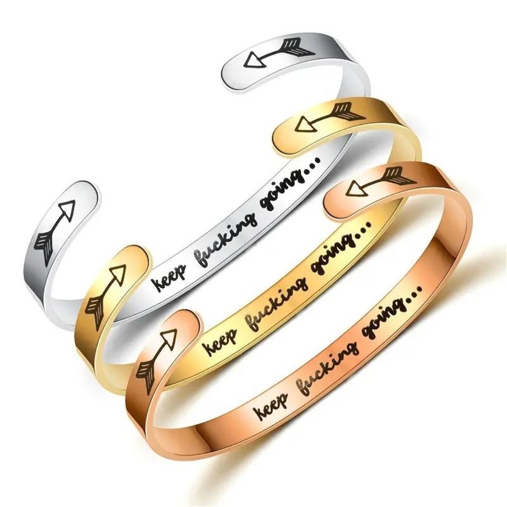 Keep F'ing Going Cuff Bracelet